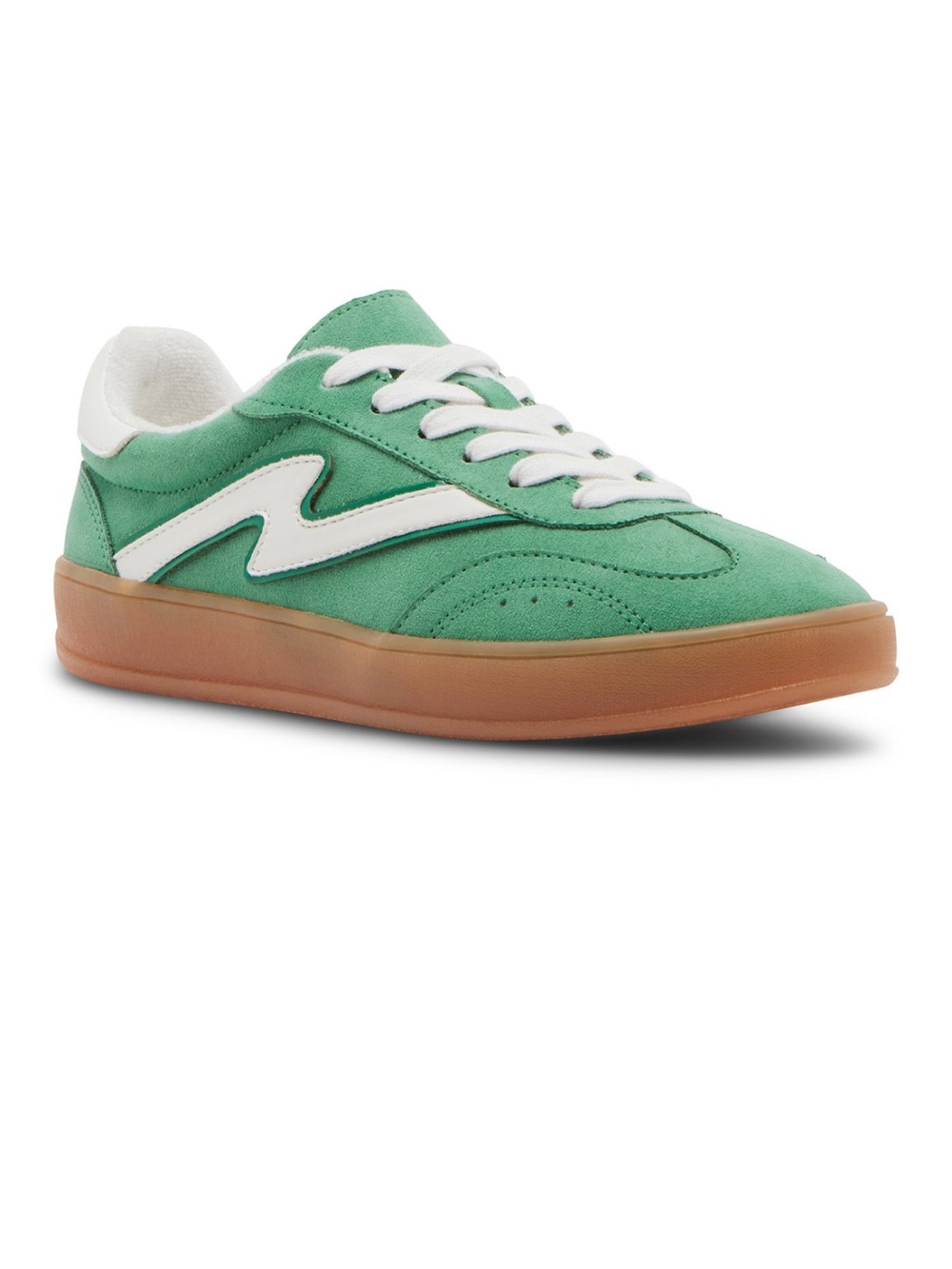 Madden Girl Green Suede Sneakers with White Accents and Gum Sole